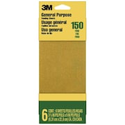 3M 3-2/3" x 9" General Purpose Sandpaper, 150-Grit Fine, PK 6 9015